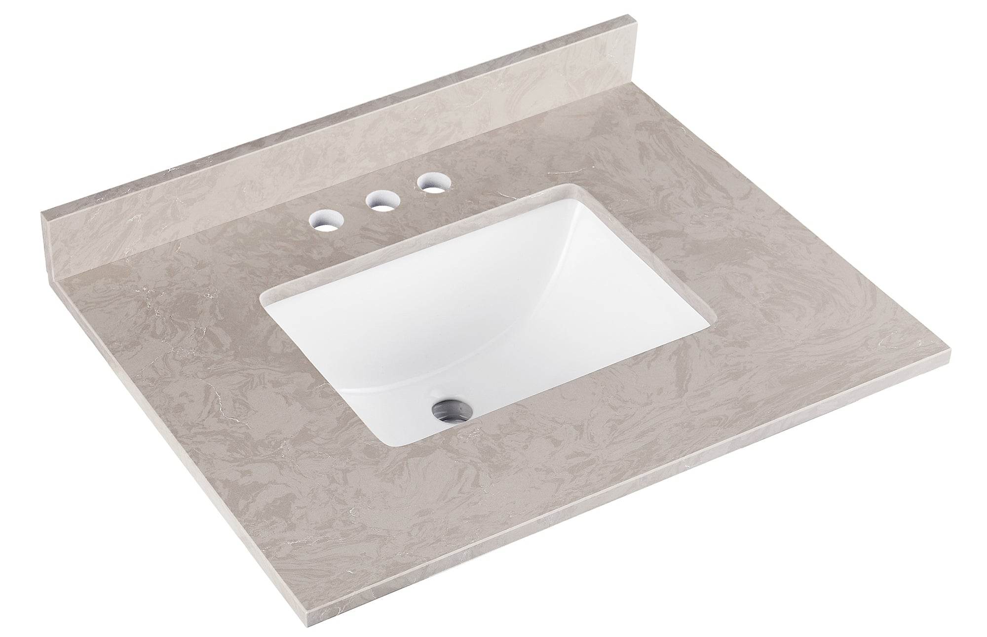 Amalfi 25W x 22D Engineered Marble Bathroom Vanity Top with Rectangular Undermount Sink - Perfect for Modern Bathroom Renovations and Master Suite Upgrades