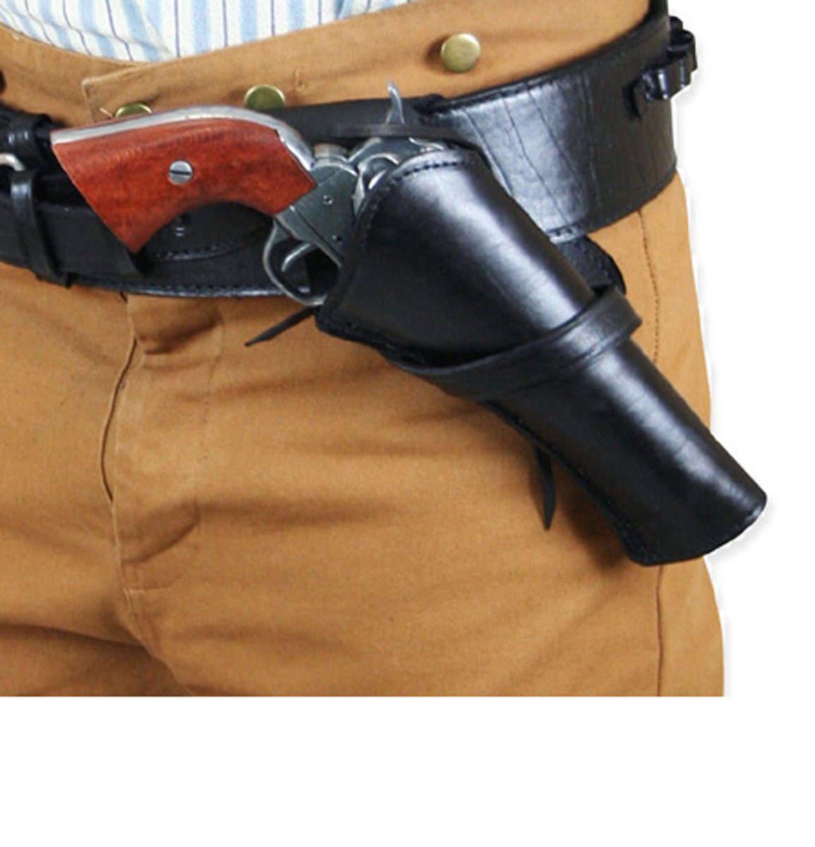 Standard Right Hand Western Cross Draw Holster - Plain Leather Single Action Revolver Gun Holster for Wild West Style | Perfect for Cowboy Reenactments, Shooting Ranges & Western Themed Events