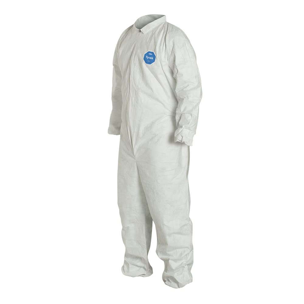 DuPont TY125SWH4X002500 Tyvek 400 TY125S Disposable Protective Coverall with Elastic Cuffs - White, 4X-Large (25-Pack) | Chemical & Biohazard Protection for Healthcare, Construction & Industrial Safety