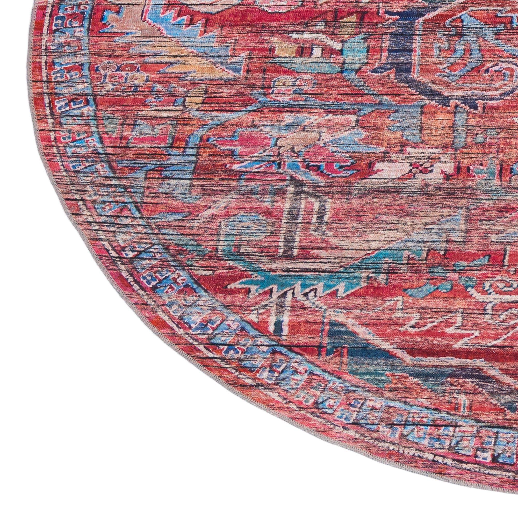 Washable 5' x 8' Oval Rust Red Low-Pile Rug - Maahru Collection by Rugs.com | Perfect for Living Rooms, Dining Areas & Open Spaces | Pet-Friendly & Easy-Clean Home Decor