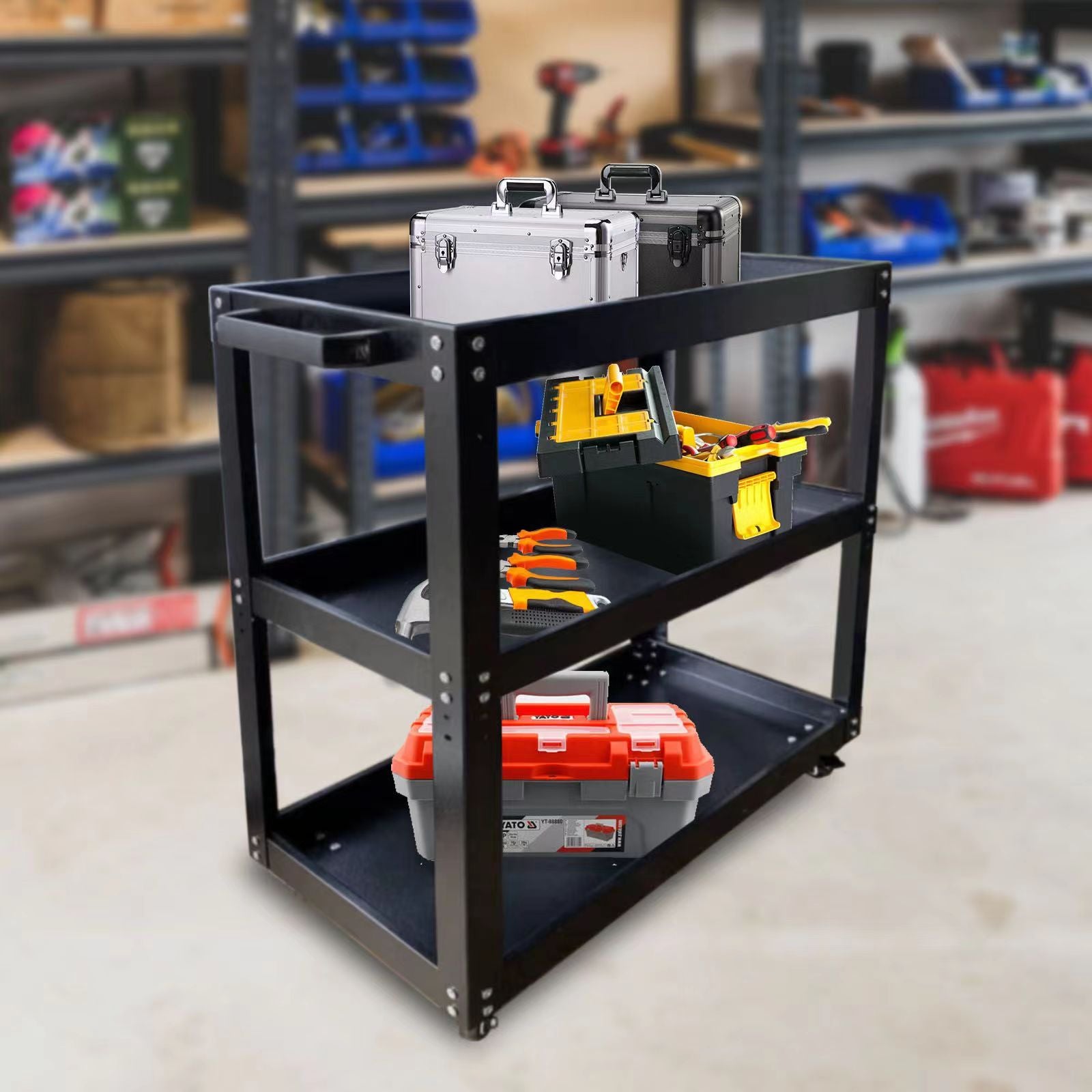 3 Tier Knock Down Service Cart - Heavy Duty 30kg Capacity Per Tier - Perfect for Restaurants, Cafes, and Commercial Kitchens
