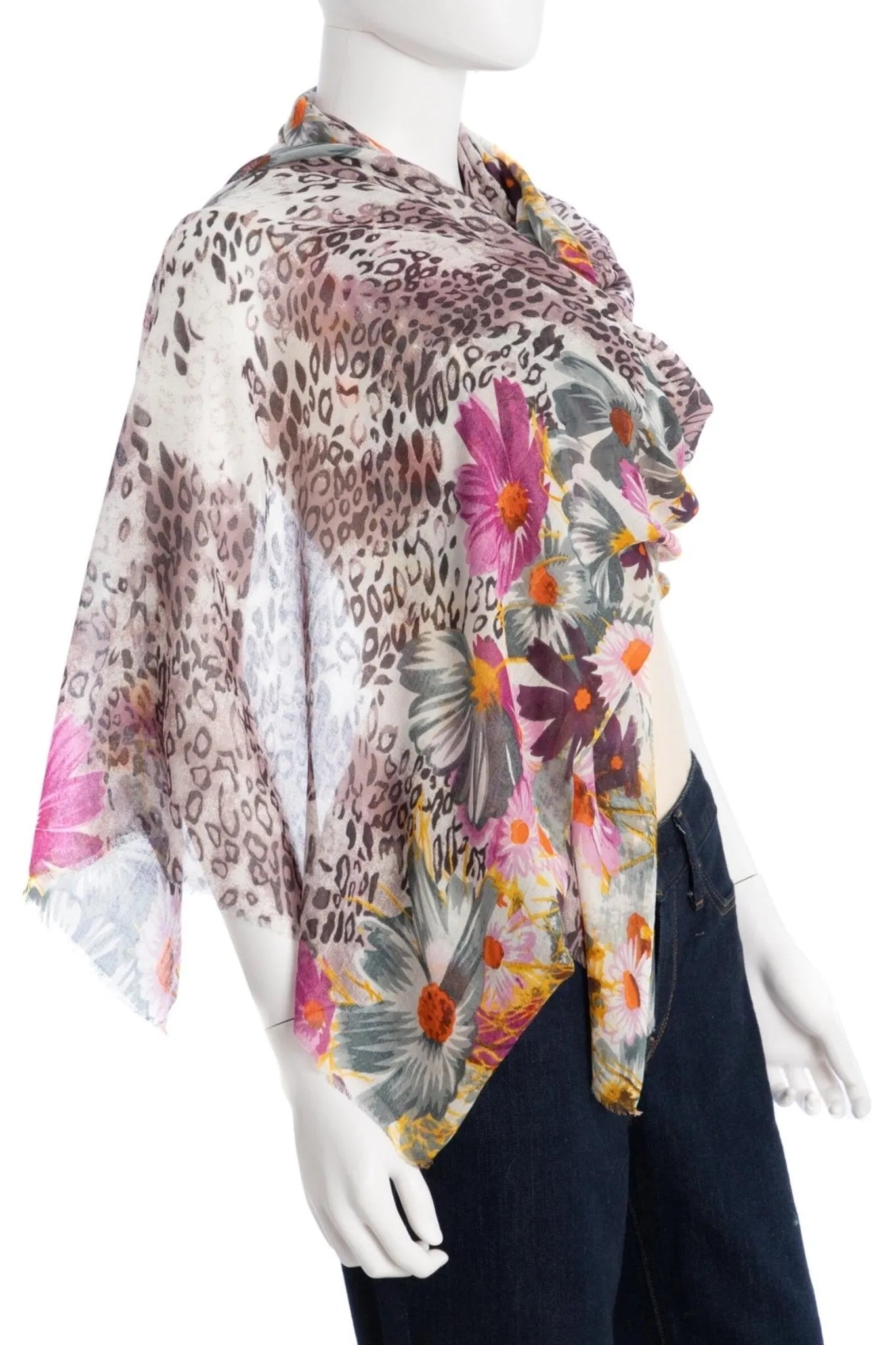 Floral Leopard Print Scarf for Women - Soft Lightweight Fashion Accessory for Fall Winter Outfits, Office Wear & Special Occasions