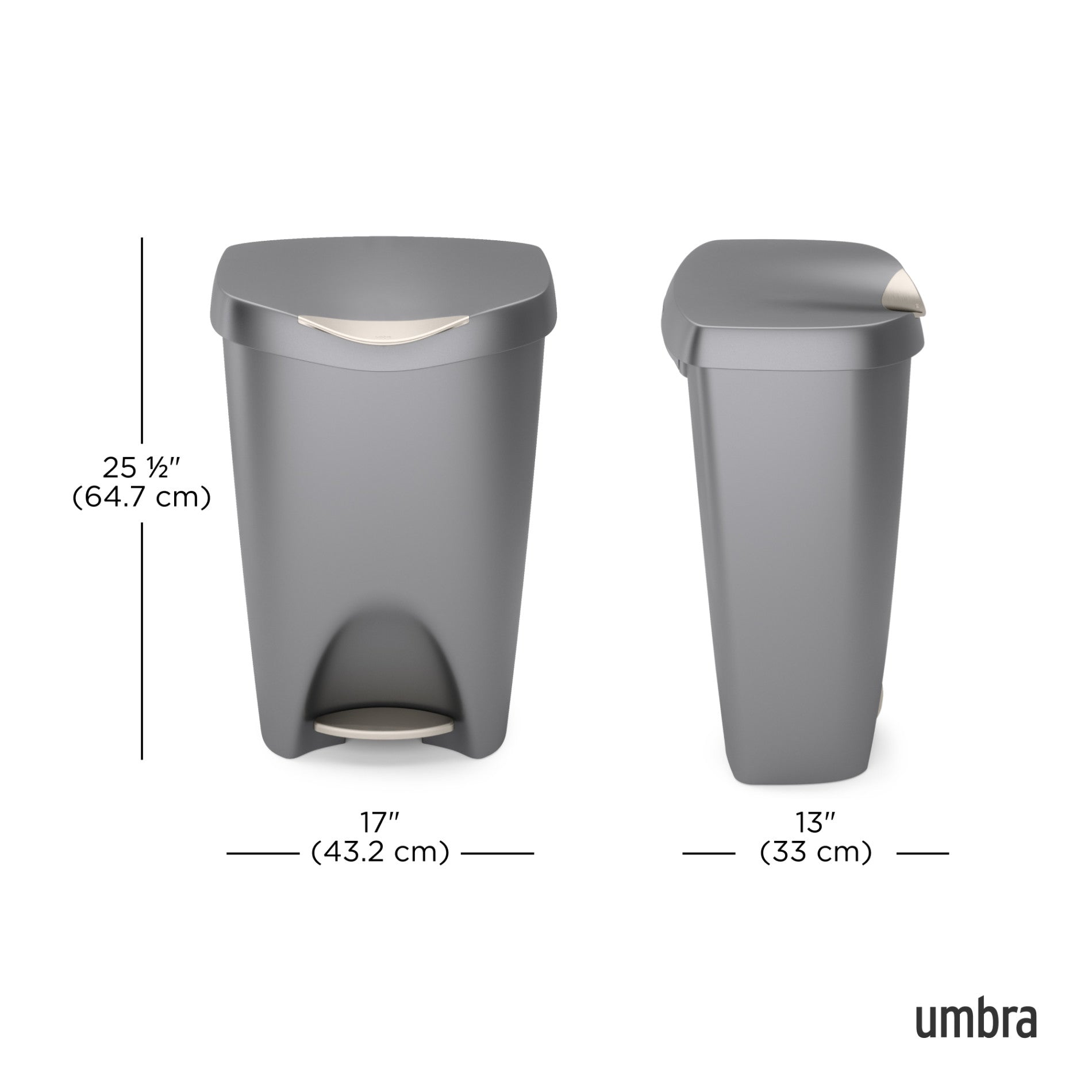 Brim Step On Trash Can - 16 Gallon Stainless Steel Touch-Free Kitchen Garbage Bin with Lid - Perfect for Home, Office, and Restaurant Use