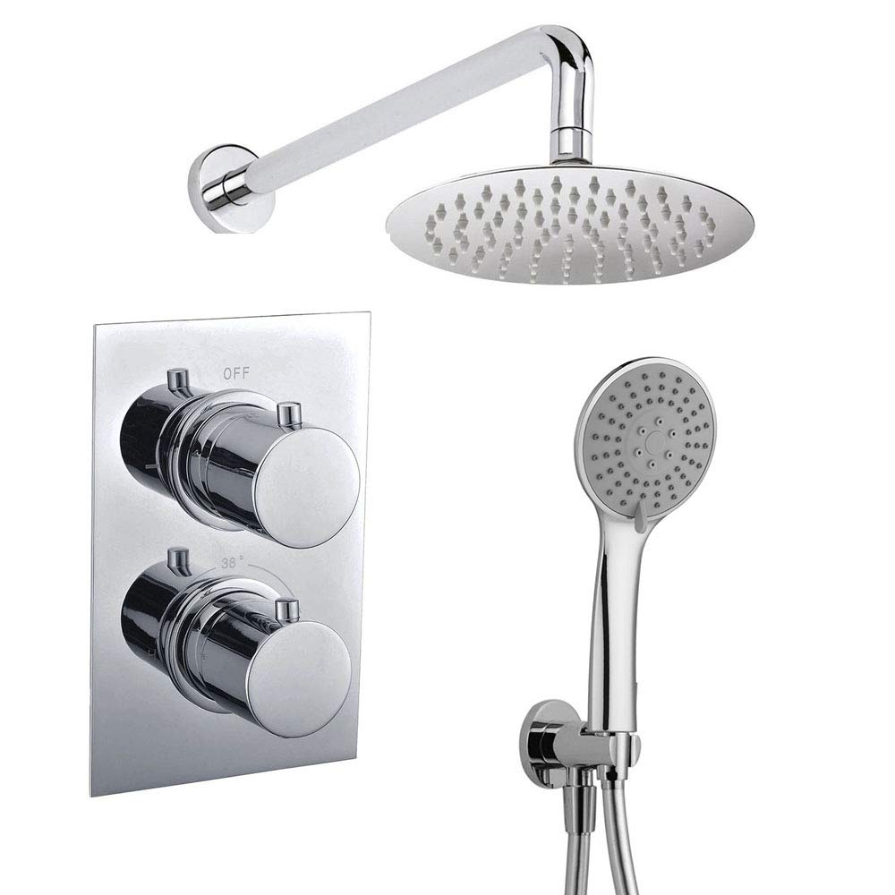 Oxen 153684 Thermostatic Shower Valve - Recessed Wall Outlet with Gloss Chrome Finish for Bathroom & Spa | Perfect for Modern Home Renovation & Luxury Shower Experience