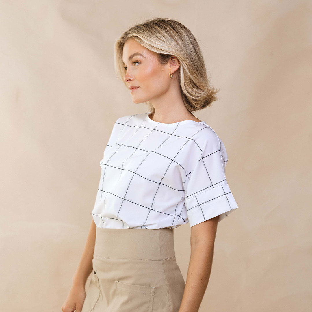Boss Tee - Classic White Windowpane Pattern Men's Casual Shirt | Perfect for Office Wear, Business Casual & Everyday Outfits