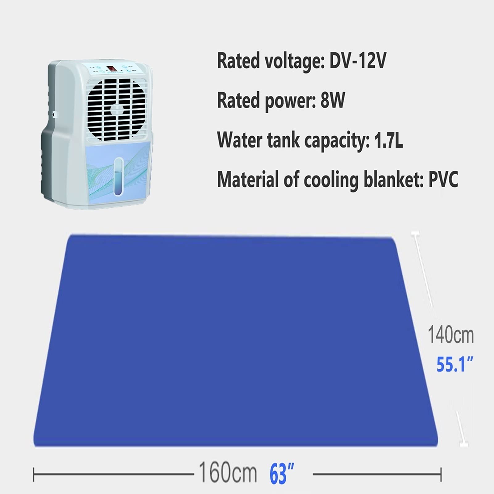 Mattress Cooler Pad with Air-Conditioning Fan & Water Cooling System - Portable Bed Cooling Pad for Hot Sleepers, Outdoor Camping & Home Use - Compatible with Mobile Power (Double Size, Blue)