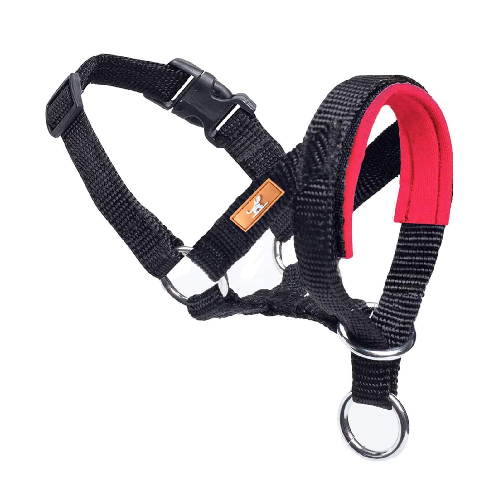 **Soft Fabric Dog Head Collar - Adjustable No-Pull Harness for Training (Medium, Red) - Perfect for Walks, Jogging & Obedience Training**