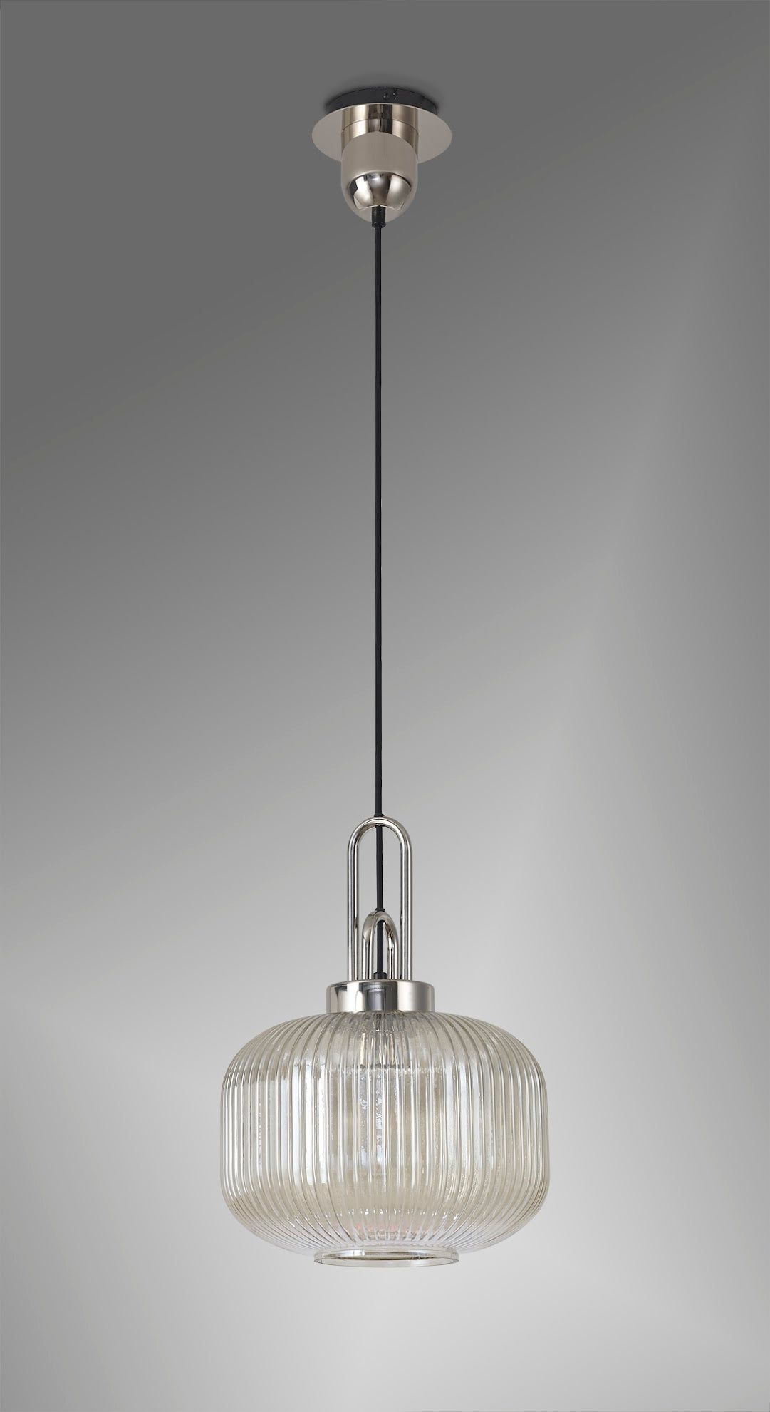 Stylish Cadiz 1-Light Pendant Light with 30cm Pumpkin-Shaped Ribbed Glass Shade - E27 Socket, IP20 Rated, Multiple Color Options - Perfect for Kitchen Island, Dining Room, or Entryway Lighting