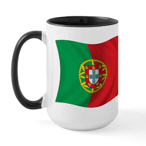 White/Black Inside - Wavy Portugal Flag Large Mug