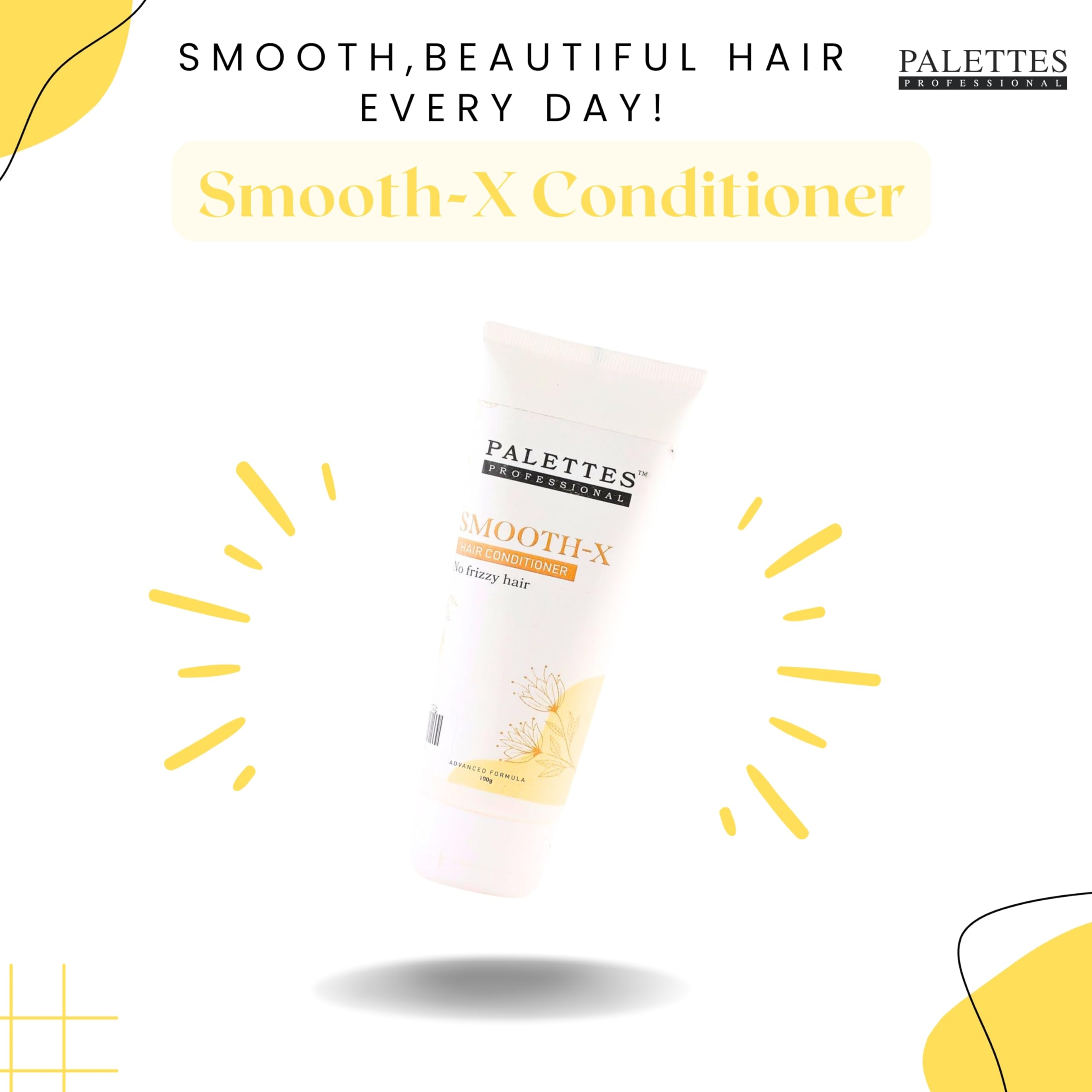 Palettes Professional Smooth-X Conditioner for Men & Women (100G) - Intense Repair & Deep Conditioning for Dry, Damaged, Frizzy Hair | Salon-Quality Hair Care for Smooth, Healthy Locks at Home