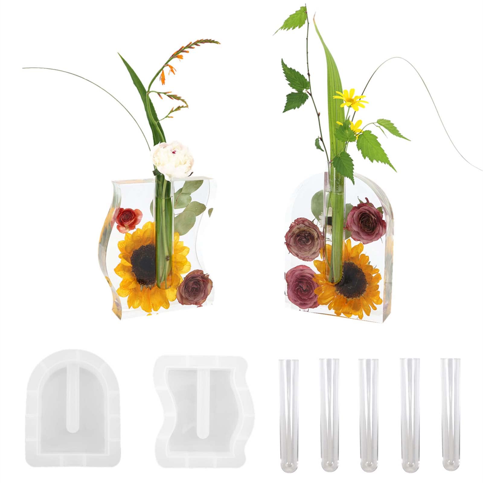 Epoxy Resin Silicone Mold for Plant Propagation Station - Oval Wave Shaped Flower Pot with Test Tube Vase - DIY Resin Casting Molds for Home Decor & Gardening Projects