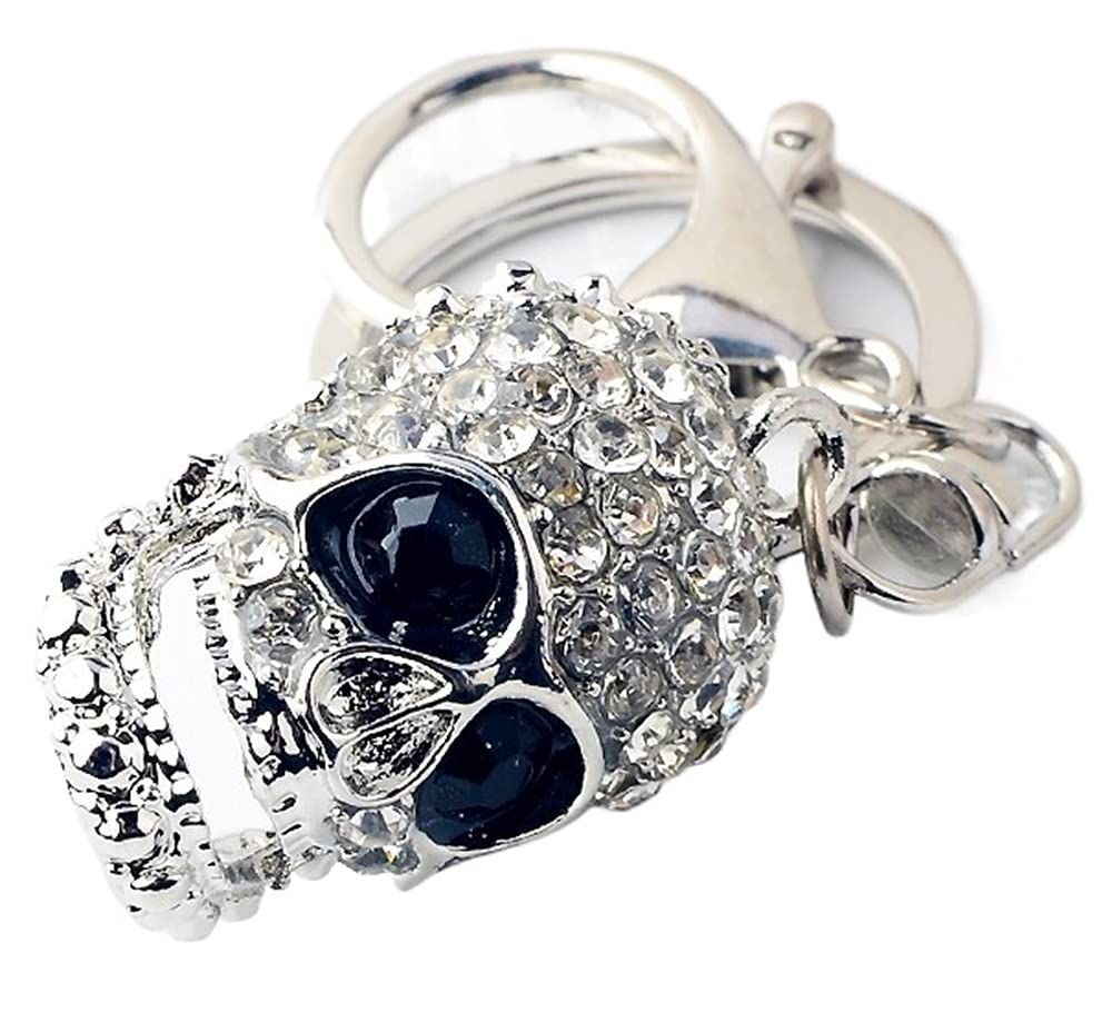 Skull Keychain with Rhinestones - Punk Style Diamond Crystal Keyring for Men & Women - Perfect for Car Keys, Backpacks & Gothic Fashion Accessories