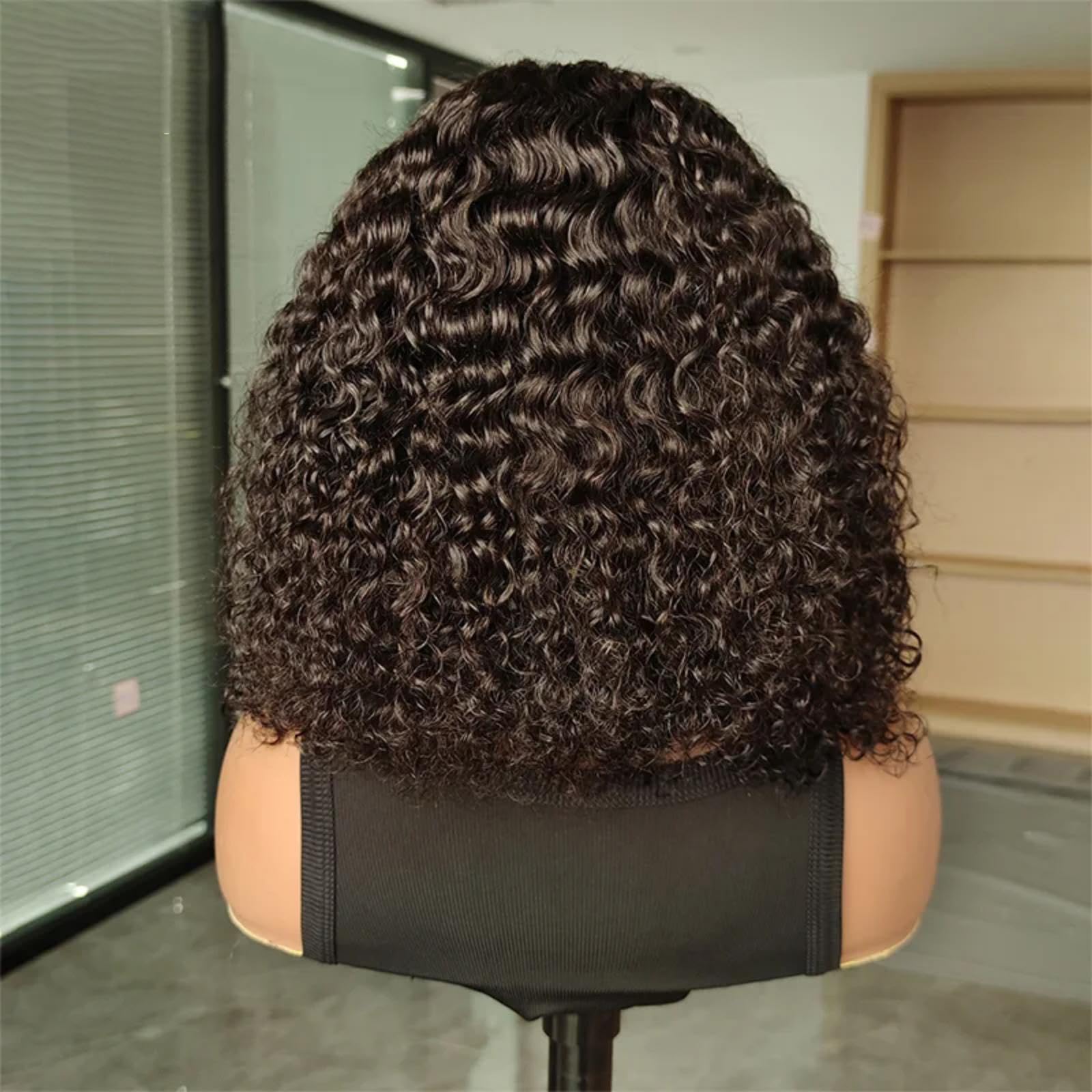 ISEE Glueless Wigs for Women - 12 Inch Human Hair Bob Wigs with Pre Plucked Water Wave & Transparent Lace Front | No Glue Needed, Natural Black | Perfect for Daily Wear, Parties & Protective Hairstyles