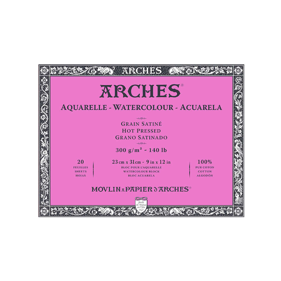 Arches Watercolor Hot Pressed Block 23 x 31 - Premium Artist Paper for Watercolor Painting, Sketching & Mixed Media - Perfect for Studio & Outdoor Art Projects