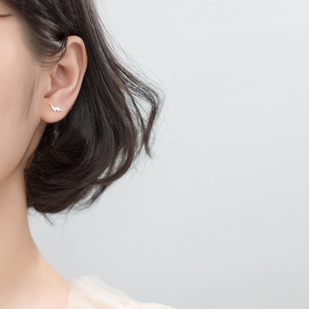Pargleev Dinosaur Stud Earrings - S925 Sterling Silver Minimalist Animal Jewelry for Women & Girls - Hypoallergenic Earrings for Sensitive Ears - Perfect Gift for Dinosaur Lovers, Birthday & Everyday Wear