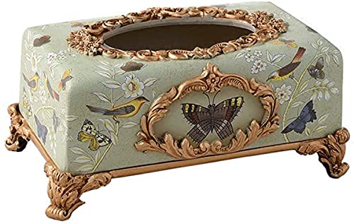 HCGZ Resin Tissue Box Holder - American Country Style Decorative Tray for Living Room & Coffee Table (15.5x27x12.5cm) | European Retro Home Decor | Perfect for Farmhouse, Cottage & Vintage Style Interiors