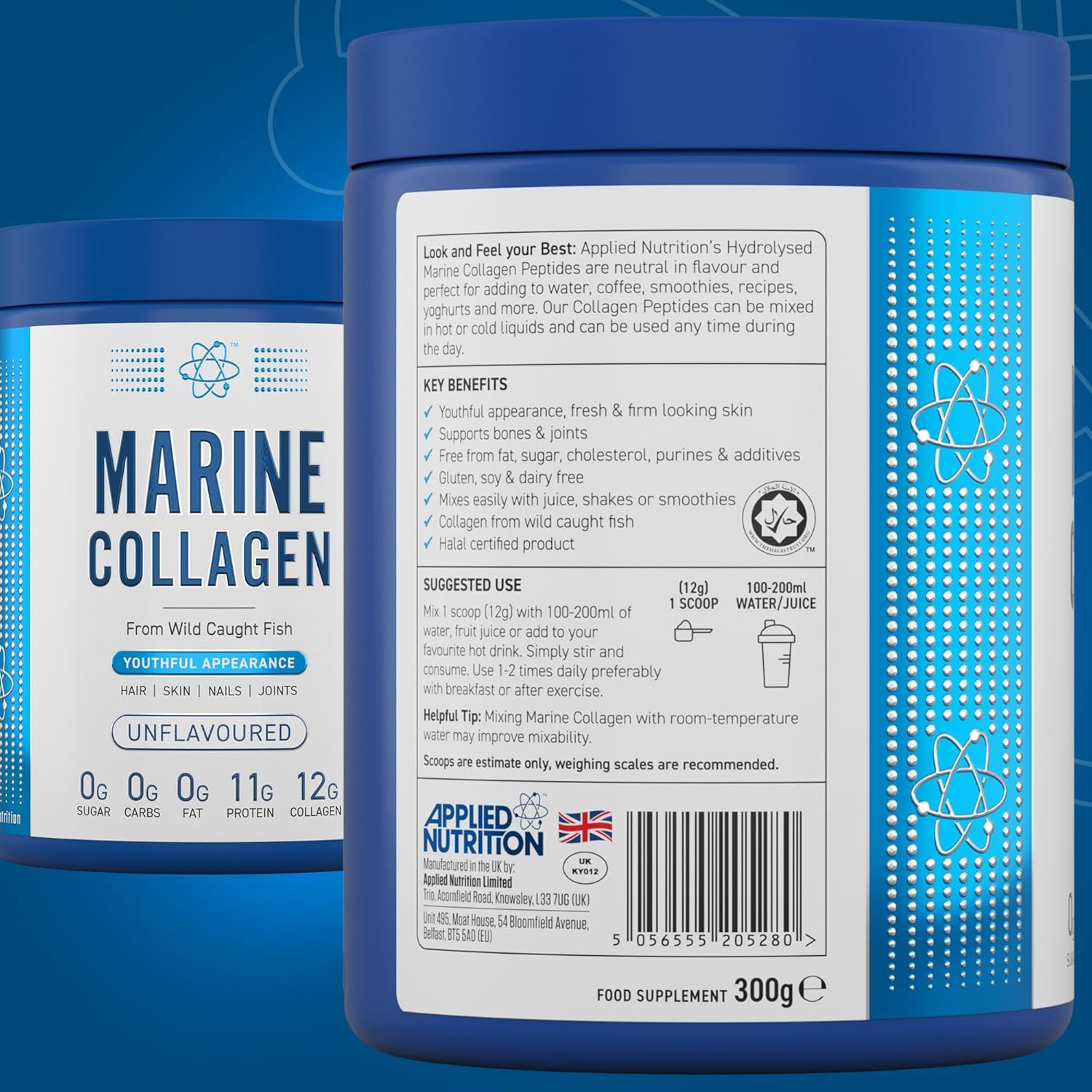 Pure Marine Collagen Peptides Powder 300g - Unflavored Collagen Supplement for Skin, Hair & Joint Support - Hydrolyzed for Better Absorption - Keto & Paleo Friendly (Great for Smoothies, Coffee & Baking)