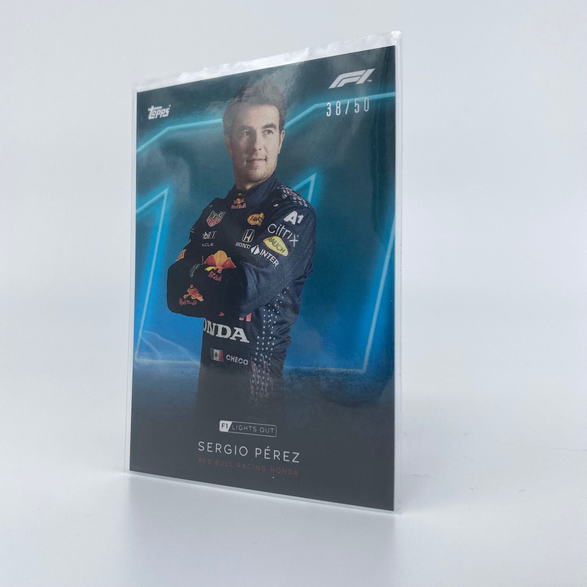 Sergio Perez 38/50 F1 Racing Driver Aqua Parallel Trading Card - Perfect for Collectors, Fans, and Sports Memorabilia Enthusiasts