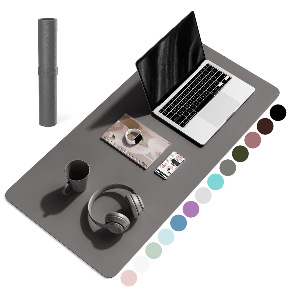 Premium Non-Slip Leather Desk Mat - Waterproof PVC Mouse Pad & Laptop Writing Surface (31.5