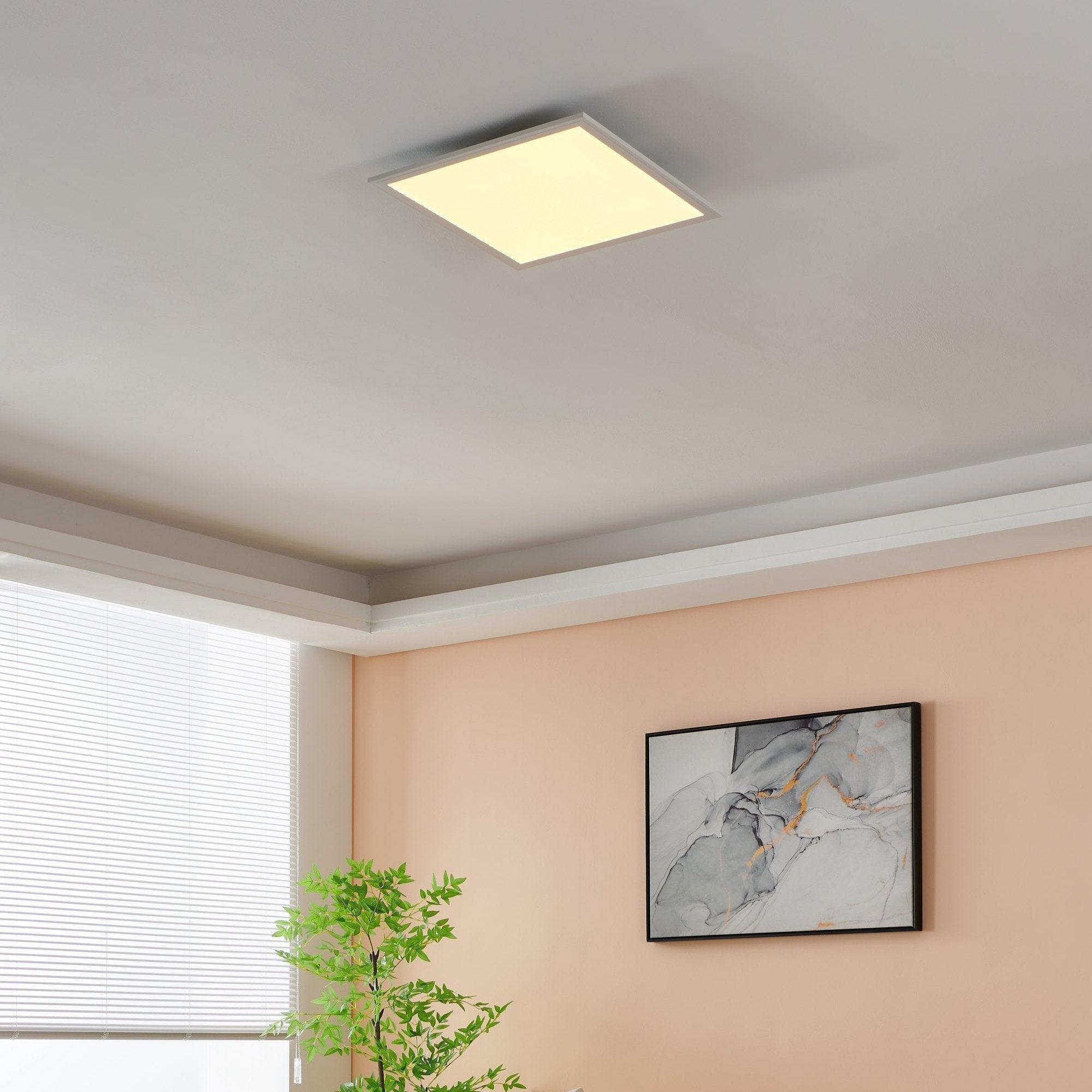 Eglo Connect Salobrena Z Smart White Square LED Ceiling Flush Mount Light 45cm - Modern Lighting for Living Room, Bedroom & Kitchen