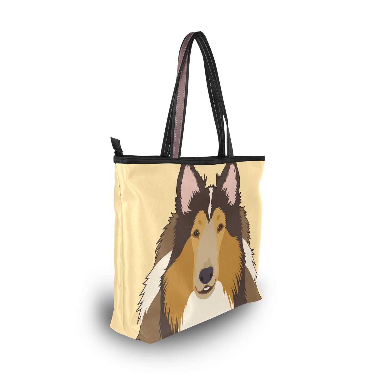 Stylish Women's Tote Shoulder Bag with Rough Collie Dog Print - Large Capacity Handbag for Work, Travel & Daily Use