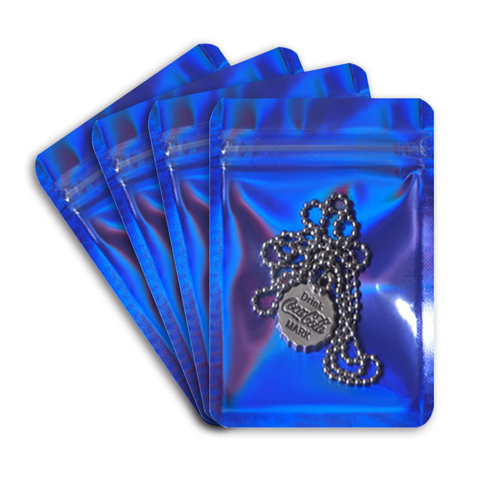 100-Pack Holographic Resealable Bags with Clear Window - Airtight Food Storage Pouches for Coffee Beans, Candy, Samples & Small Business Packaging | Perfect for Home, Retail & Bulk Food Storage