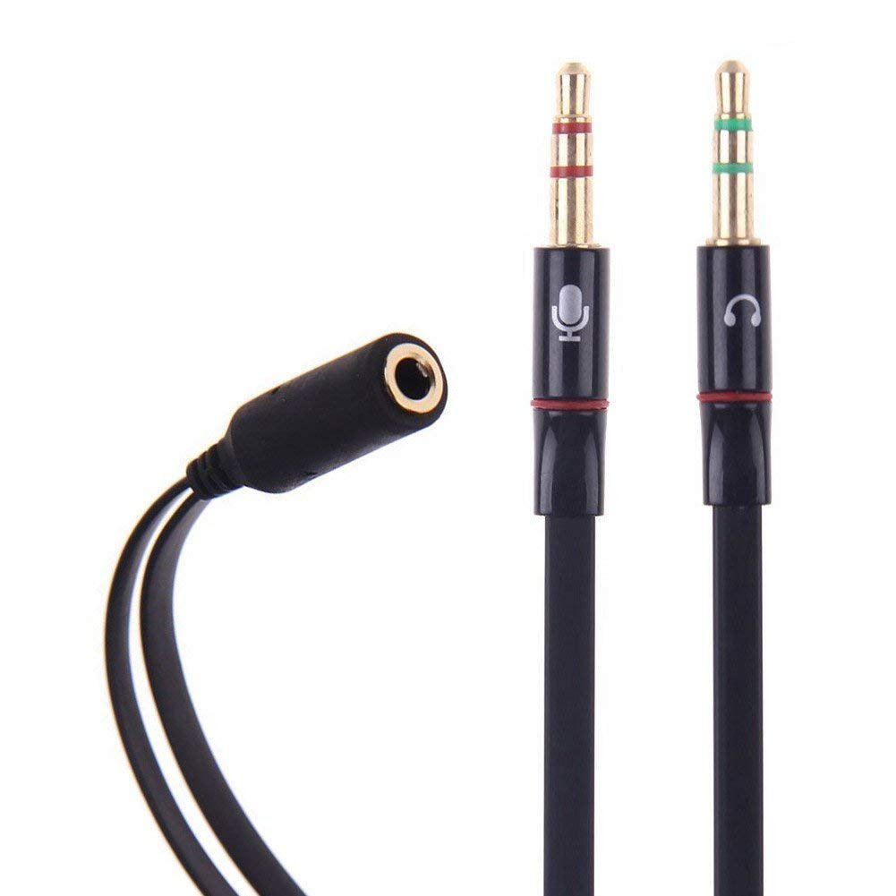 Premium 3.5mm Headphone Splitter - 2 Male to 1 Female Gold Plated Audio Y Adapter for Computer, Smartphone, PC - Ideal for Gaming, Music Sharing & Conference Calls (Black, 1 Pack)
