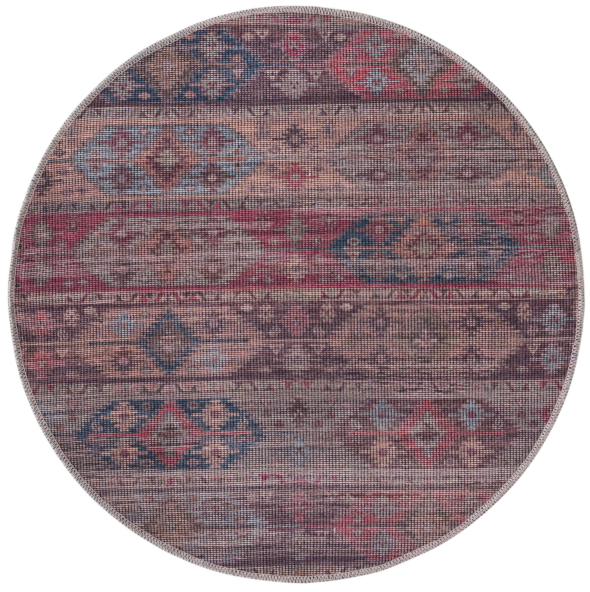 Washable 8 Ft Round Flatweave Rug - Sisu Collection by Rugs.com | Multi-Color Non-Slip Kitchen & Dining Room Rug | Perfect for High Traffic Areas & Pet-Friendly Homes