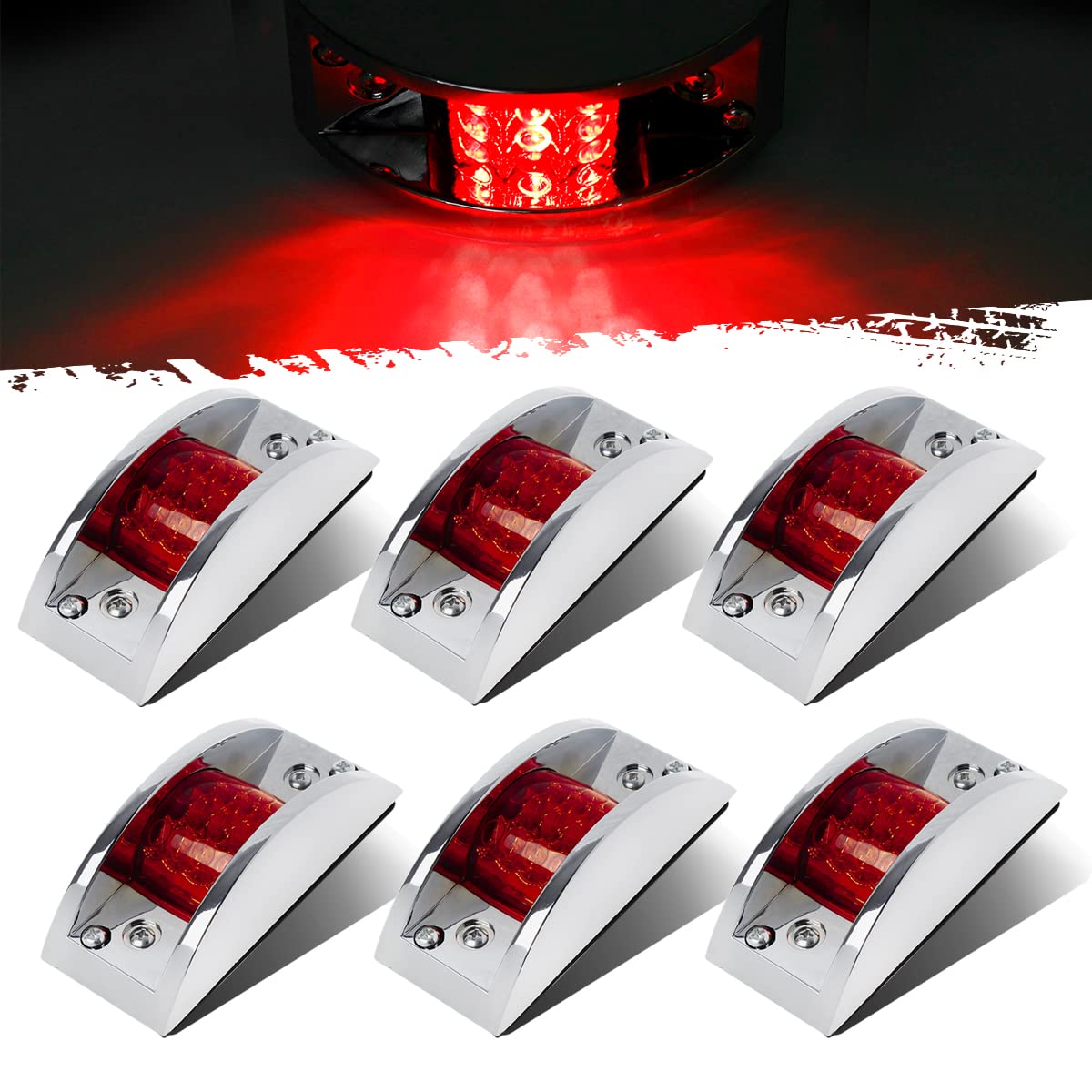 Partsam 6-Pack Red Rectangular 4-4/5