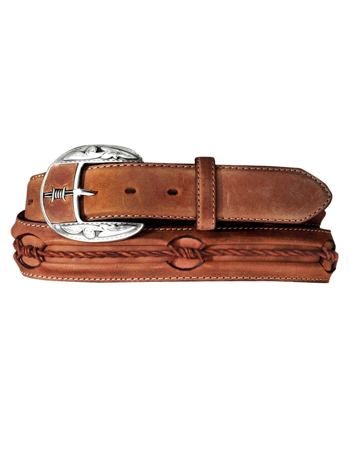 Justin C10817 Men's Fenced In Belt - Genuine Leather Dress Belt for Business & Casual Wear - Dark Brown - Perfect for Office, Wedding & Formal Occasions