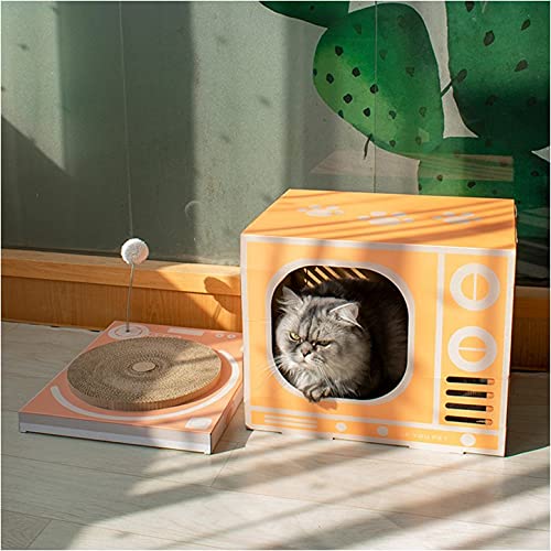 DJ-Shaped Cardboard Cat Scratcher Pad - Durable Scratching Toy & Lounge Bed for Cats - Perfect for Playtime, Napping & Protecting Furniture