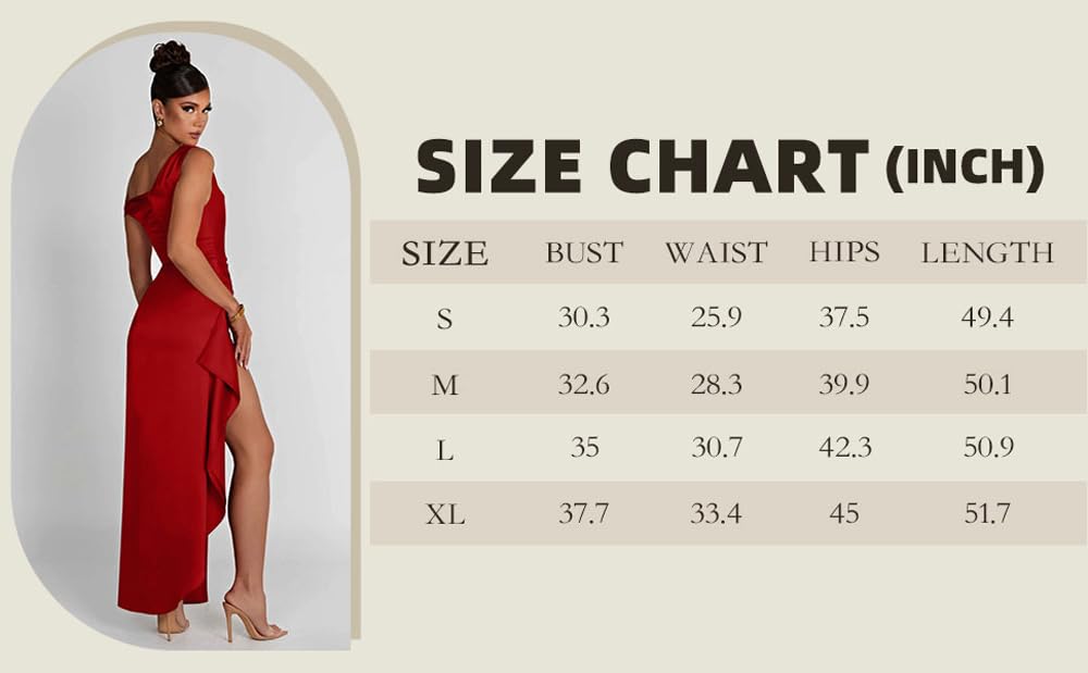 Memoriesea Women's Satin One Shoulder High Slit Formal Party Evening Maxi Dress - Elegant Prom, Wedding Guest & Cocktail Gown for Special Occasions