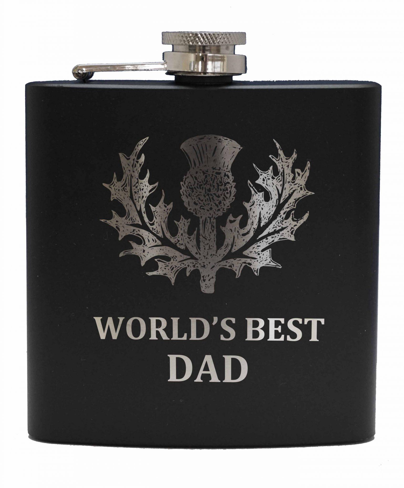 Personalized Engraved 6oz Black Stainless Steel Hip Flask - Custom Monogram Gift for Men, Whiskey Lovers - Perfect for Weddings, Birthdays, Camping & Outdoor Adventures