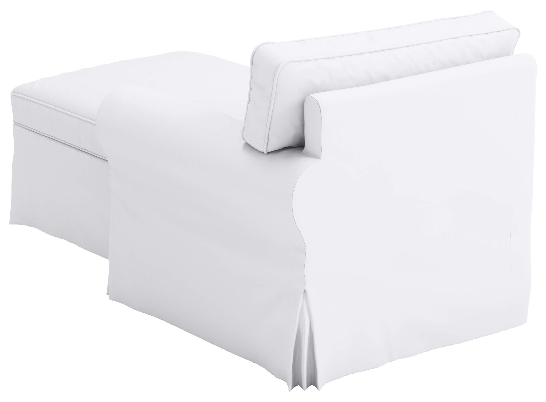 White Ektorp Chaise Slipcover with Arm - Thick Cotton Sofa Cover Replacement for IKEA Ektorp Chaise Lounge (Right Arm) - Perfect for Living Room, Bedroom & Home Decor Protection