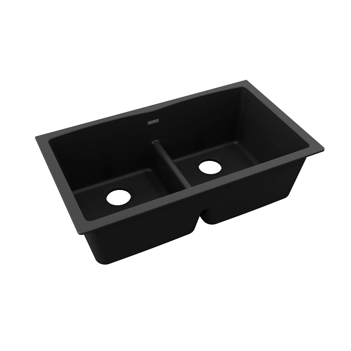 Elkay Quartz Classic ELGDULB3322BK0 Black Equal Double Bowl Undermount Kitchen Sink - Durable & Stylish for Modern Home Cooking & Dishwashing