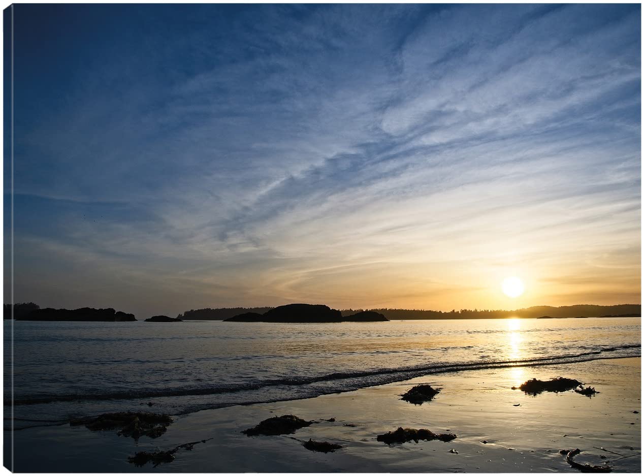 Golden Sunset Canvas Wall Art by Chuck Burdick - 32x24 Inch Ready to Hang Painting for Living Room, Bedroom, Office Decor - Modern Home & Commercial Space Wall Decor