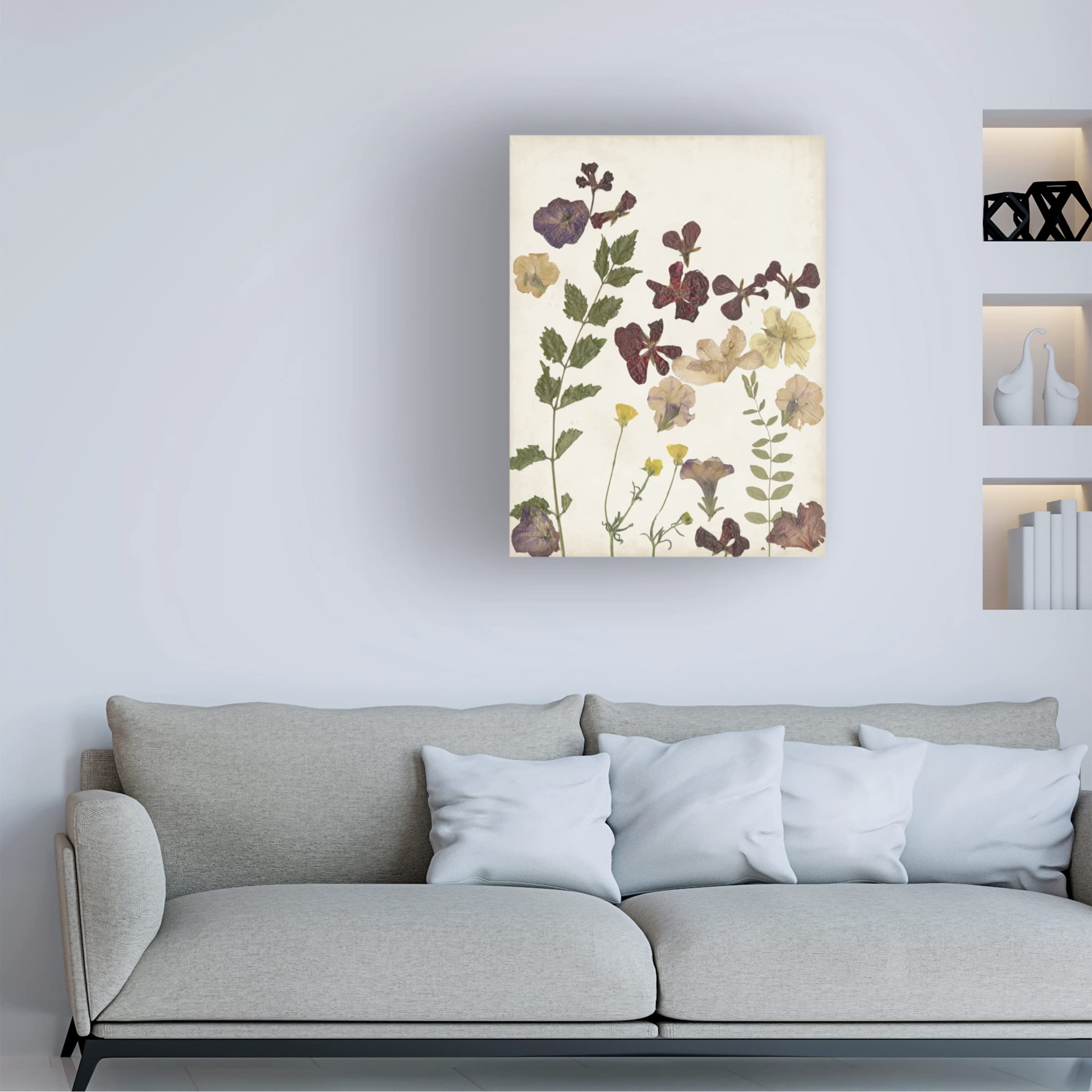 Pressed Flower Arrangement V Canvas Wall Art by Regina Moore - Handmade Botanical Floral Decor for Living Room, Bedroom & Office