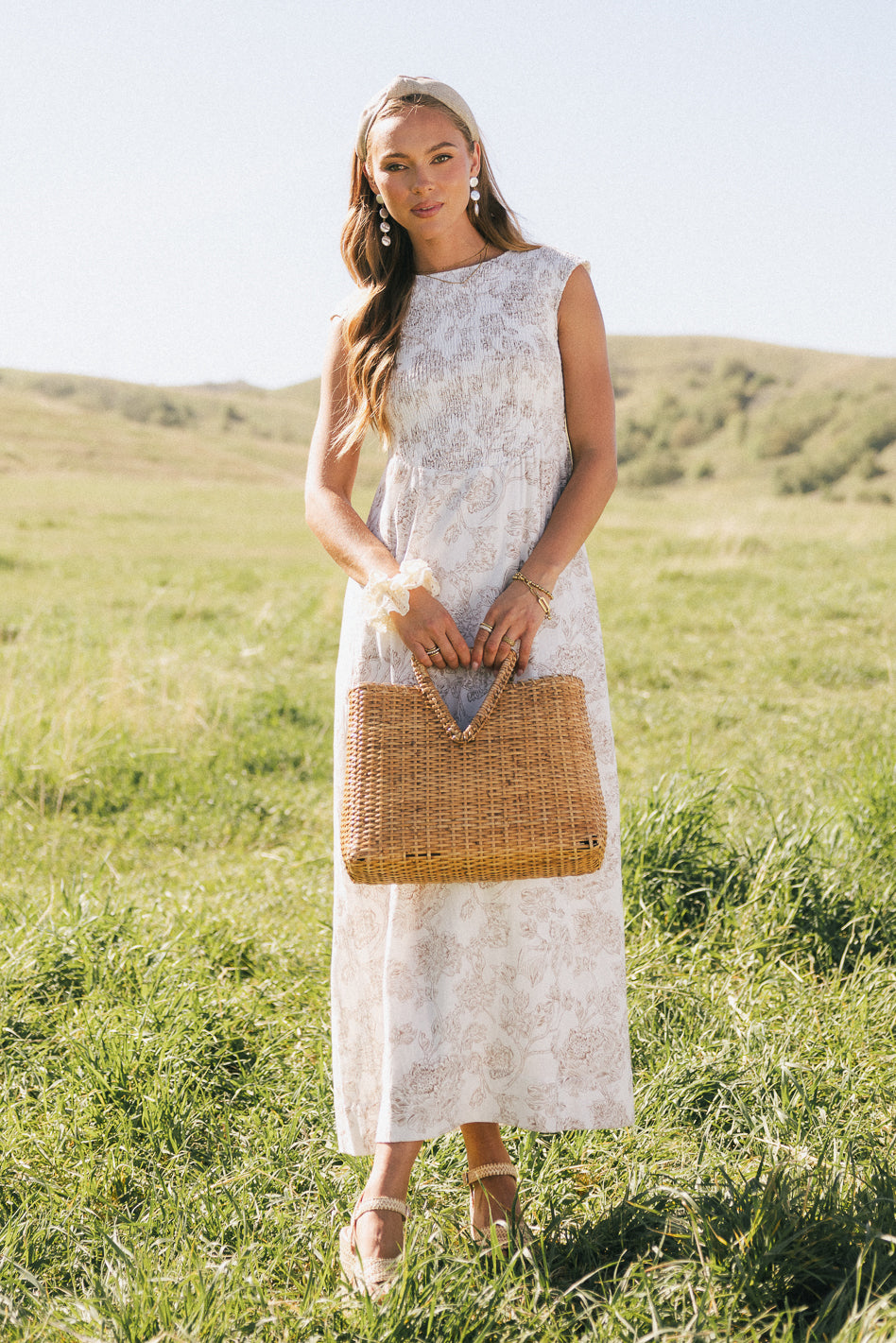 Elias Smocked Maxi Dress for Women - Flowy Summer Boho Dress with Ruffles & Puff Sleeves | Perfect for Beach Vacations, Weddings & Date Nights