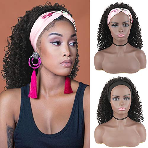 YITI Glueless No Lace Front Synthetic Deep Wave Wig for Black Women - Kinky Curly Hair Headband Wrap Full Wig (Curly) | Perfect for Daily Wear, Cosplay & Protective Styling