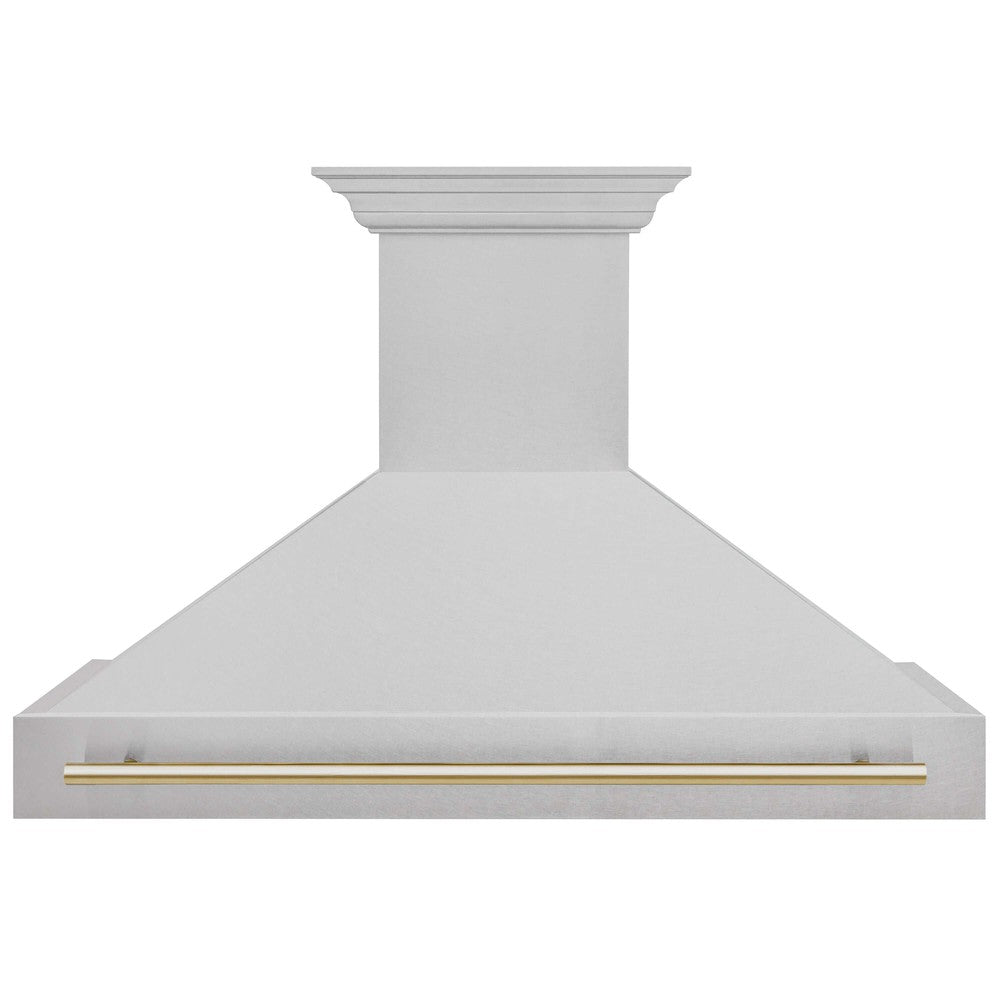 ZLINE Autograph Edition 48 Inch Stainless Steel Wall Mount Range Hood with Accent Handle (8654SNZ 48) - Professional Kitchen Ventilation for Modern Homes
