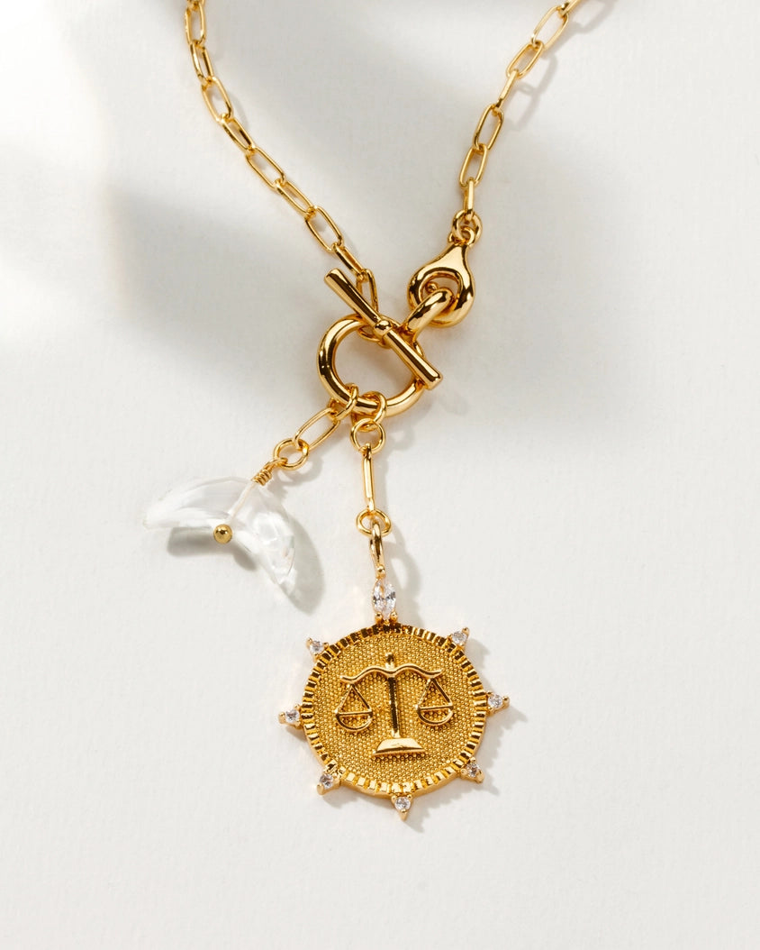 Libra Zodiac Necklace for Women - Sterling Silver Front Toggle Pendant - Perfect for Birthdays, Gifts & Everyday Elegance