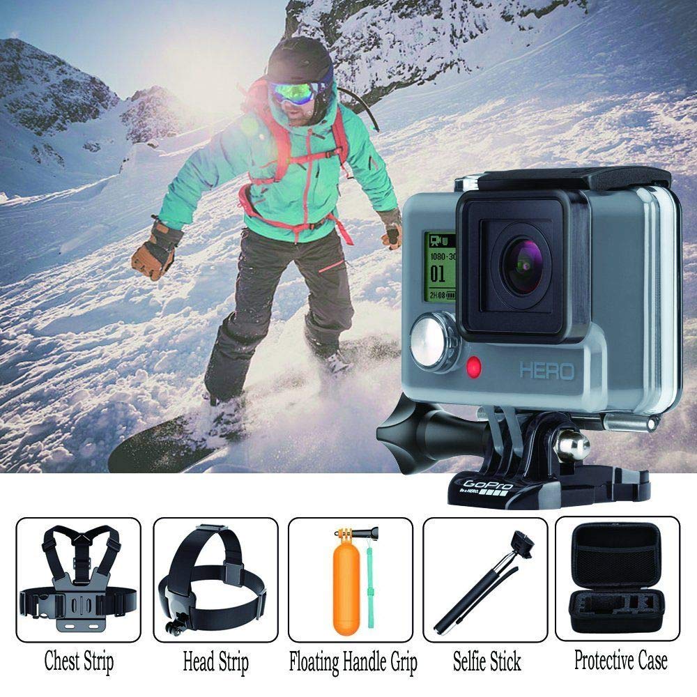 Navitech 18-in-1 Action Camera Accessories Kit with Waterproof EVA Case - Compatible with GoPro Hero 11/10/9/8/7, DJI Osmo Action, AKASO, Campark 4K Cameras | Perfect for Surfing, Skiing, Cycling & Outdoor Adventures