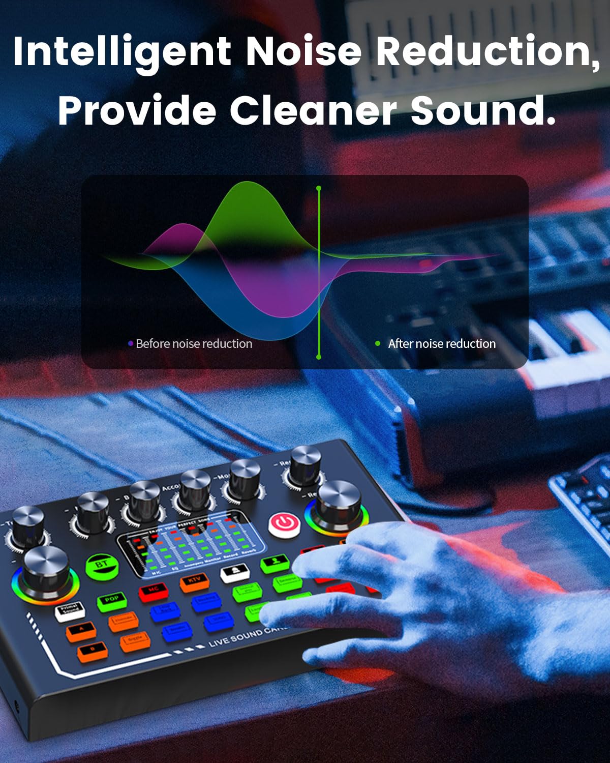 Professional Podcast Equipment Bundle - All-in-One Audio Interface & Studio Condenser Mic for Podcasting, Recording, Singing, Streaming & Gaming - Compatible with PC, Smartphone, YouTube, TikTok (F009) - Perfect for Home Studios, Content Creators & Live Broadcasts