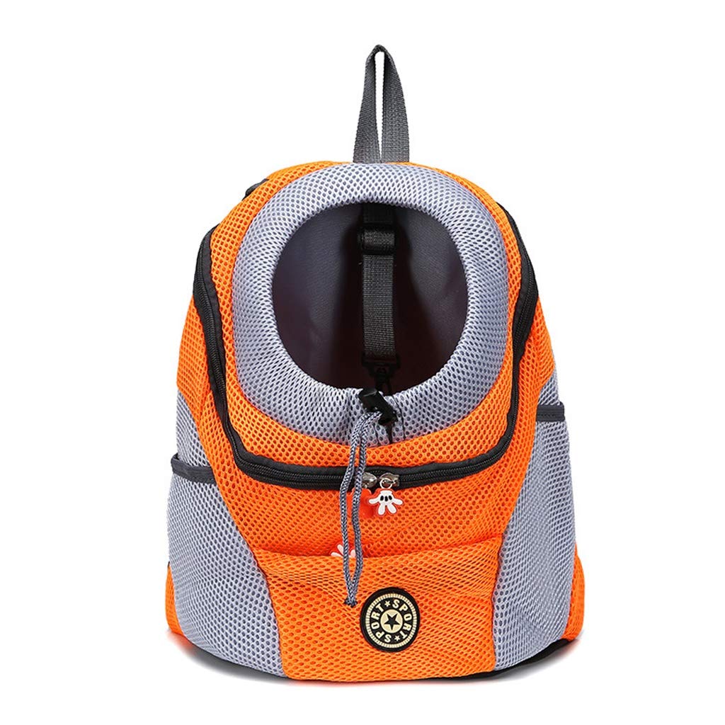 Portable Dog Carrier Backpack - Breathable Mesh Pet Travel Bag for Small to Medium Dogs, Double Shoulder Strap, Front & Back Carry - Perfect for Hiking, Travel & Outdoor Adventures (Orange, Size M)