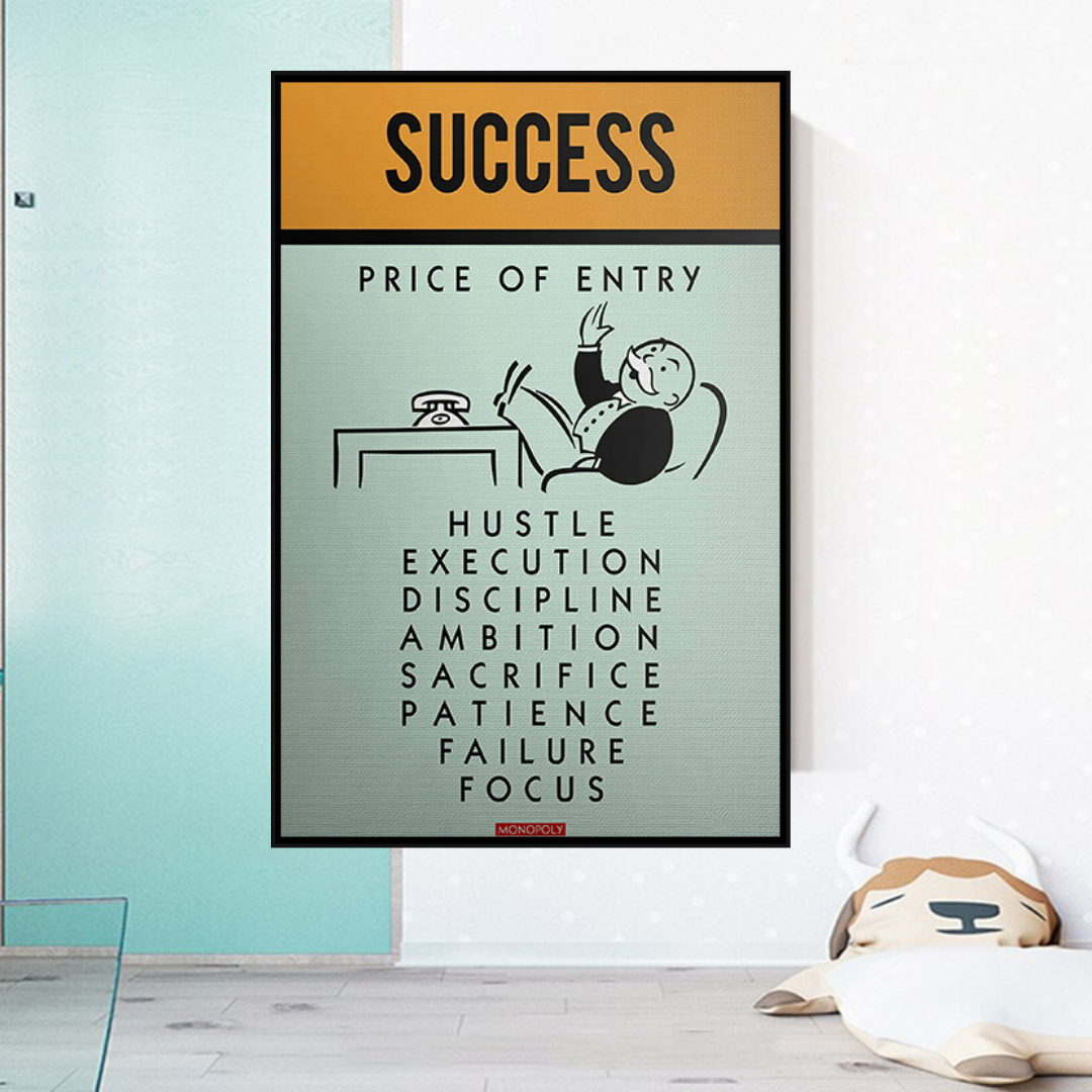 Alec Monopoly Success Price of Entry Playing Card Canvas Wall Art - Pop Art Home Decor for Living Room, Office & Game Room