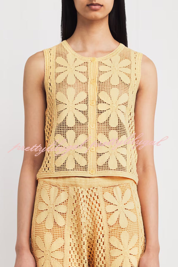 Stylish Embroidered Hollow-Out Sleeveless Knit Vest for Women - Perfect for Layering, Summer Outfits & Casual Chic Looks