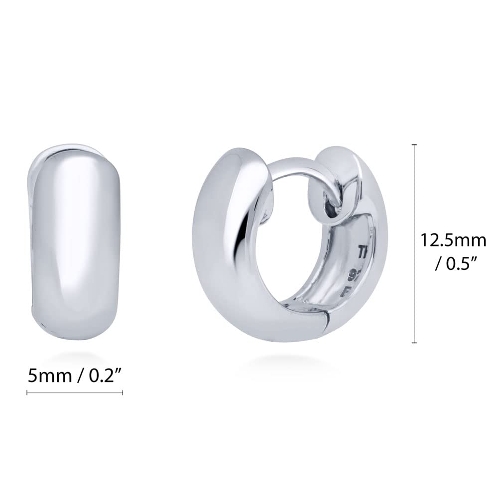 BERRICLE Sterling Silver Dome Huggie Hoop Earrings for Women - Rhodium Plated & Gold Flashed Fashion Jewelry (2 Pairs) | Perfect for Everyday Wear, Parties & Gifts