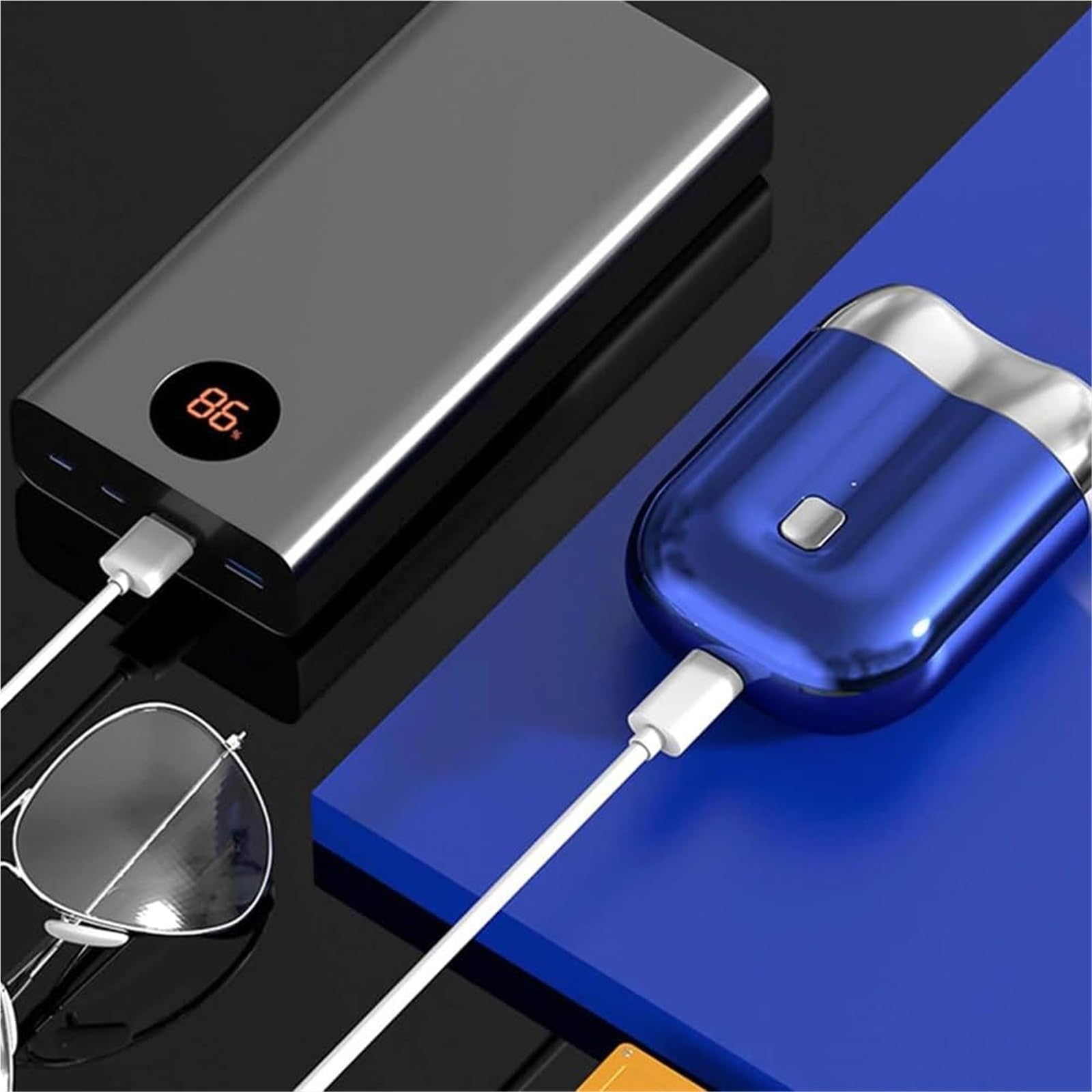 Mini Dual-Head Electric Shaver for Men - USB Rechargeable, Waterproof & Portable - Compact Travel Shaver for Home, Gym & Business Trips - Pocket Size Washable Electric Razor (Black)
