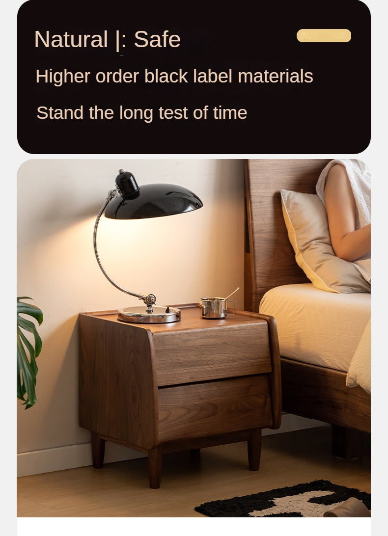Solid Black Walnut Wood Nightstand - Small Bedside Table with Drawer for Bedroom, Living Room & Office - Natural Wood Furniture for Home Decor