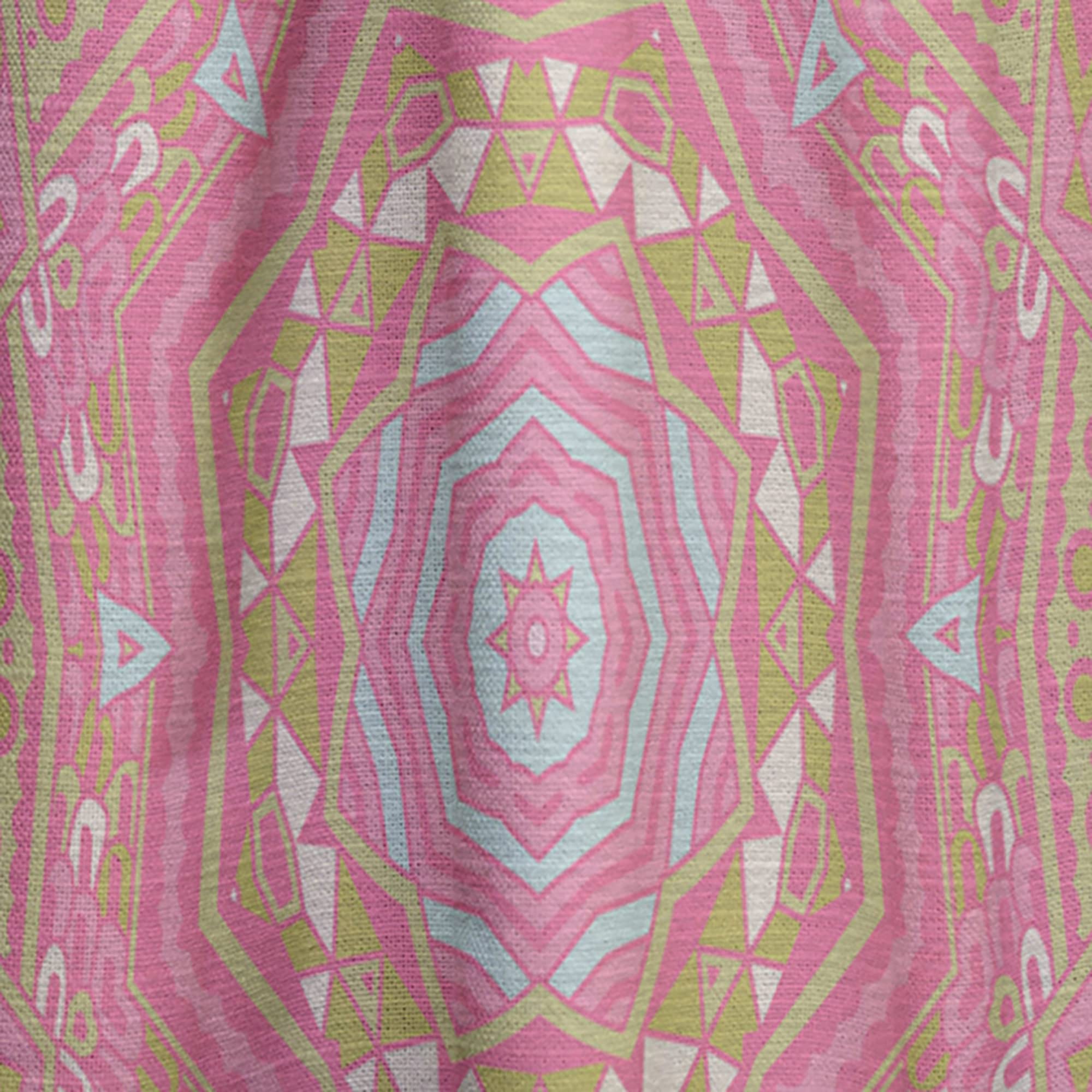 Pink and Green Star Mandala Thermal Insulated Curtains - Single Panel 52x120 Inches - Bedroom & Living Room Blackout Drapes for Home Decor, Meditation Space & Boho Style Rooms